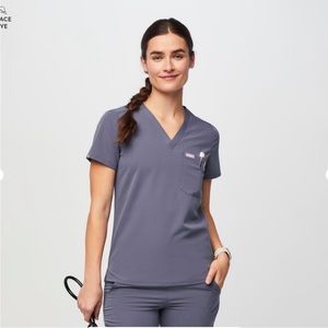 Space navy figs scrub top